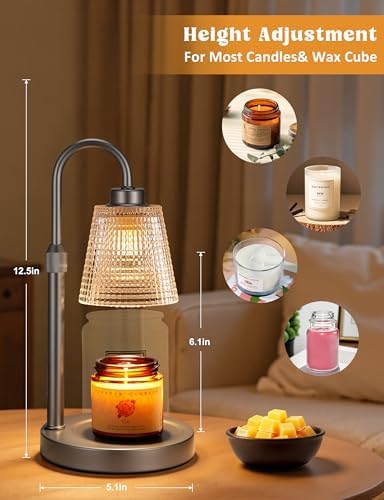 Gray Candle Warmer Lamp with Timer, Dimmable Candle Warmer for Jar Candles, Height Adjustable Wax Melts Warmer, Birthday Gifts for Women Mom, House Warming Gifts New Home Decor - Image 3