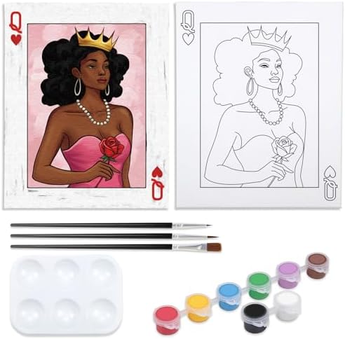 Nuberlic Pre Drawn Canvas to Paint for Adults Afro Queencard Porker by Nuberlic