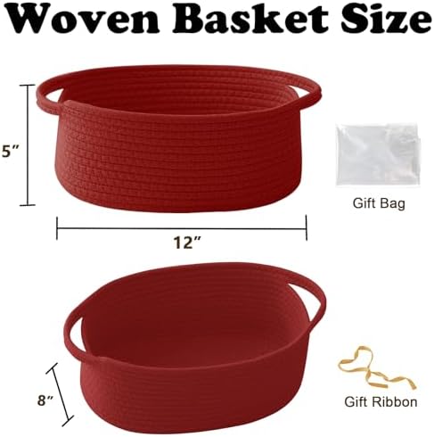 Red Woven Rope Basket - Baby Gift Basket with Bag & Ribbon - Image 2