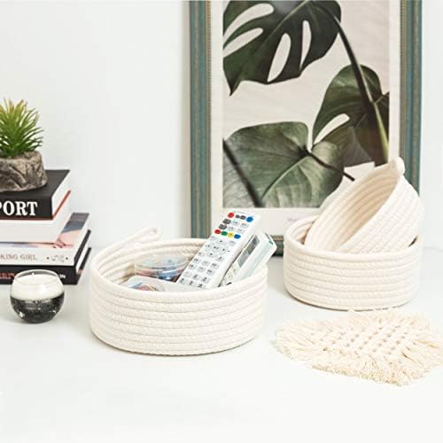 MINTWOOD Design Set of 3 Cotton Rope Nesting Bowls, Small Catch All Basket, Cute Closet Baskets and Bins for Shelves, Mini Table Basket Organizer for Small Accessories - Image 2