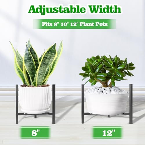 Airpark Plant Stand Indoor Adjustable, Metal Modern Plant Stands, Heavy Duty Stable Plant Pot Flower Holder Indoor Outdoor Corner, Fit 8 9 10 11 12 inch Pots, Black (Pot & Plant Not Included) - Image 2