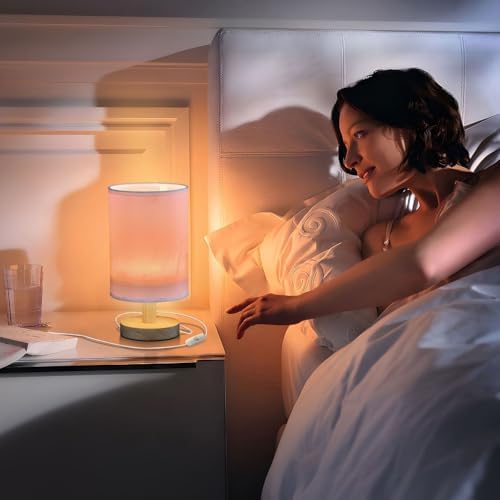 DOMIKING Ticklend Pink Print Bedside Table Lamp for Bedroom Small Lamps for Nightstand Lamp with Wood Base Desk Lamps for Living Room Office Dorm Home Nursery - Image 7