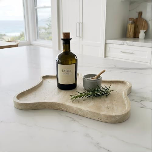 Large Natural Travertine Tray, Stone Coffee Table Serving Tray, Irregular Decorative Table Tray for Perfume, Jewelry, Candle, Keys - Image 6