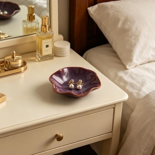 BEUNAIZER Galaxy Purple Jewelry Dish Tray, Ring Dish, Ceramic Trinket Tray, Key Bowl, Aesthetic Nightstand Bathroom Room Decor Mothers Day Friendship Christmas Birthday Gifts for Women - Image 2