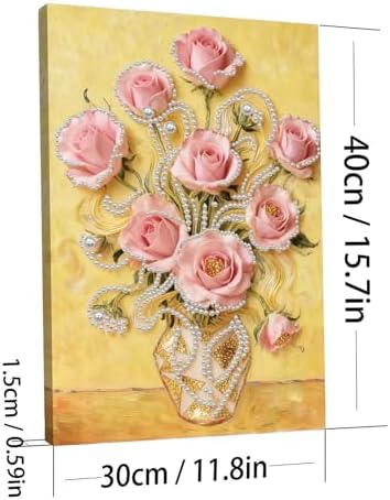 LQCrafK DIY Pearl Art Painting Handcraft Kit for Adults Beginners, Creative Design, Healing Stress-Relieving Home Wall Decoration, with Framed Painting and Tools-Pink Rose - Image 7