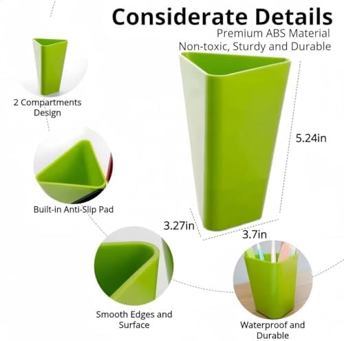 Minimalist Designer Pen Holder for Desk Cute Office Supplies Cubicle Decor Workspace Accessories Boho Makeup Organizer for Women Girls Pencil Cup Aesthetic Caddy for Home Office Supplies (Green) - Image 7
