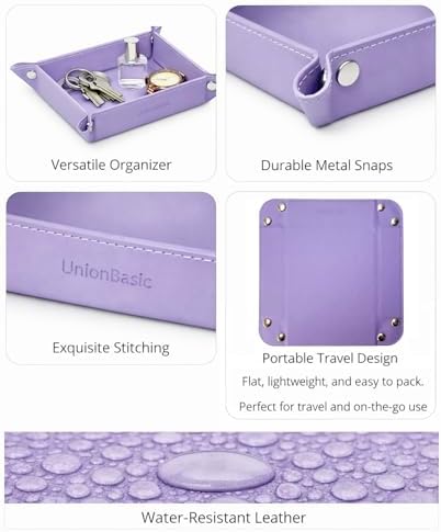 UnionBasic Small Valet Tray, Jewelry Tray for Rings Watches Earrings, Entryway Catchall Caddy for Coins Keys Change, Nightstand Bedside Valet Holder, Trays for Electronic Gadgets, Purple - Image 2