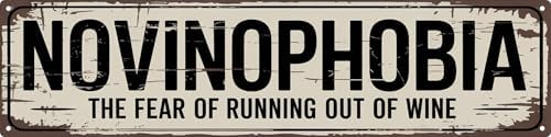 AWISZZZ Novinophobia Wine Fear Metal Sign 4x16in Humorous Plaque for Bar Wall Decor Wine Lover Gift by AWISZZZ