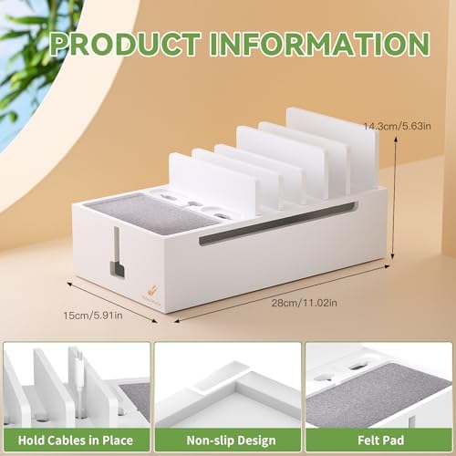 Pezin & Hulin Bamboo Charging Dock Station for Electronic Devices-White - Image 3