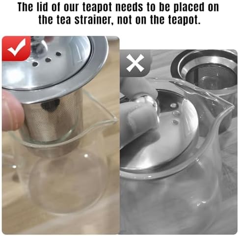 PARACITY Glass Teapot Stovetop 32 OZ, Borosilicate Clear Tea Kettle with Removable 18/8 Stainless Steel Infuser, Teapot Blooming and Loose Leaf Tea Maker Tea Brewer for Camping, Travel (950ML) - Image 7