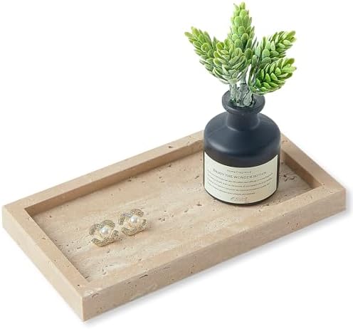 Natural Small Marble Vanity Tray, Stone Organizer for Bathroom & Kitchen by SumlusMarbleTheory