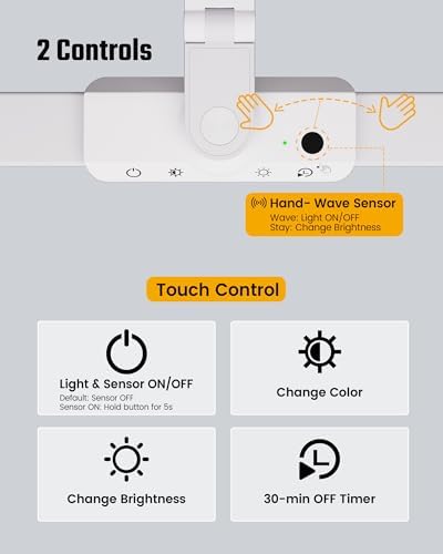 SUPERDANNY LED Desk Lamp Computer Light with Power Strip with Clamp White - Image 7