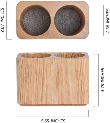 Oak Solid Wood Pen &Pencil Holder for Desk, Office Stationery Organizer, Table Pencil Cup Stand,Desk Accessories Holder, Two Cups Practical Design. (Nature Oak) - Image 4