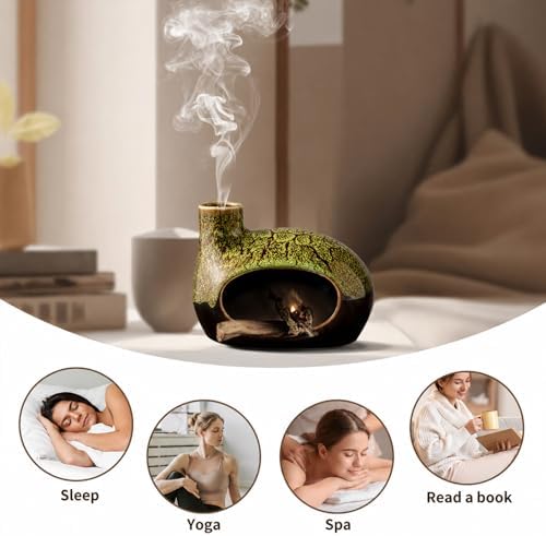 Handcrafted Ceramic Palo Santo Holder – Artistic Incense Burner for Meditation, Mindfulness and Zen Home Decor – Wabi-Sabi Style Cone Sculpture, Gift for Yoga, Relaxation & Aromatherapy (Green) - Image 4