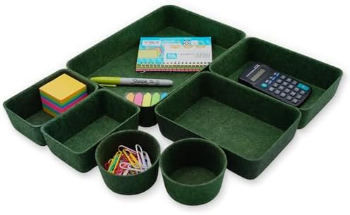 Welaxy Felt Desk Drawer Organizer Tray 7pc Storage Bin Minimal Forest Green by Welaxy