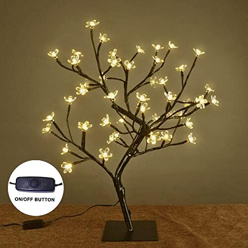 LIGHTSHARE 18 Inch Cherry Blossom Bonsai Tree, 48 LED Lights, 24V UL Listed Adapter Included, Metal Base, Warm White Lights, Ideal as Night Lights, Home Gift Idea - Image 2