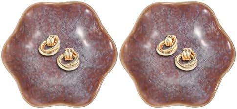 uxcell 2pcs Ceramics Jewelry Plate Lotus Leaf Shape Bowl Purple by uxcell