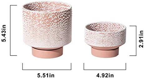 UBEE Planter Ceramic Flower Pot for Indoor Plants | 5.5 inch + 4.9 inch Plant Pot with Saucer and Drainage Hole for Aloe, Snake Plants, Pothos, Orchid, Terracotta with White Glaze Dot - Image 6