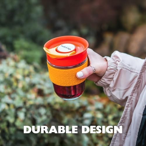 Travel Mug Loose Tea Infuser - Detachable Tea Strainer with Spillproof Lid - BPA-Free Reusable Glass Travel Coffee Cup with Silicone Band (Blue, 12oz) - Image 5