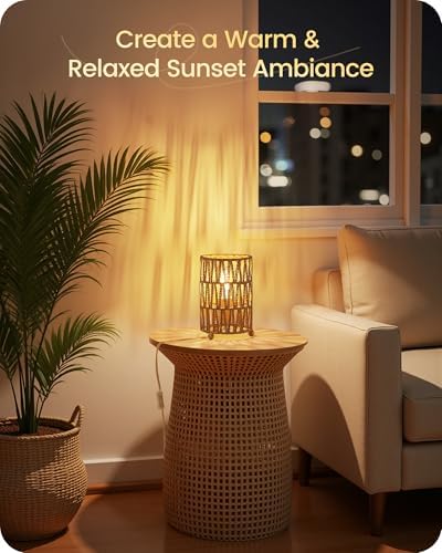 Small Rattan Table Lamps Set of 2, Boho Bedside Lamps Plug in, Handwoven Paper Rattan Lampshade, 2400K LED Bulb Included, Desk Lamp, Nightstand Lamp for Bedroom, Living Room, Mesh H11TLP205 - Image 3