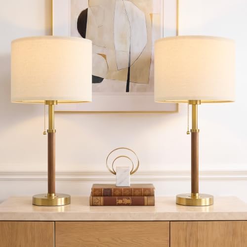 Wood Table Lamps 22" Mid Century Modern Lamps for Bedroom Living Room Lamps - Image 4