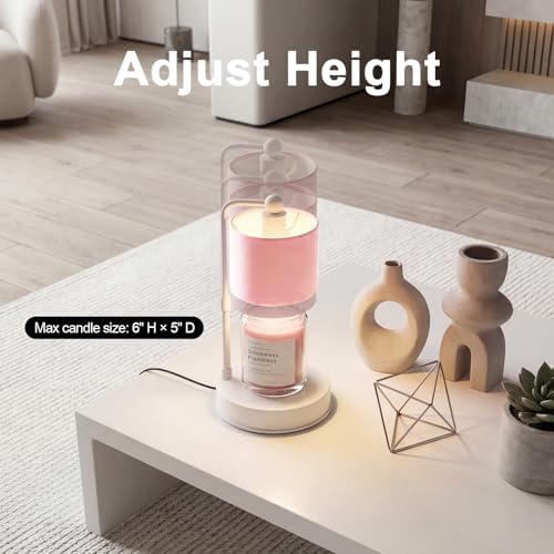 Pink Candle Warmer Lamp with Timer, Modern Farmhouse Dimmable Candle Warmer, Height Adjustable Electric Candle Lamp Warmer with 2 Bulbs, Home Decor for Bedroom-Pink - Image 3