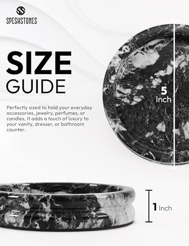 Marble Jewelry Dish, 5" Handmade Black Ring Tray - Image 7