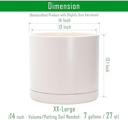 D'vine Dev 14 Inch Ceramic Planter Pot, Oatmeal, 94-O-G-8 - Image 3