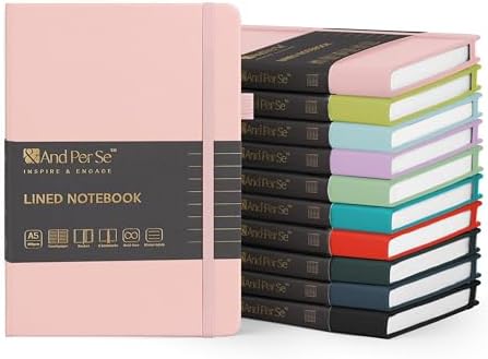 &And Per Se 10-Pack Lined Notebooks, A5 Hardcover, 160 Pages 100gsm Thick Paper, Office Supply Bulk Order, Corporate New Hire Kits, Breakroom Essentials – College Ruled, 10 Units (Pastel Colors) by AndPerSe