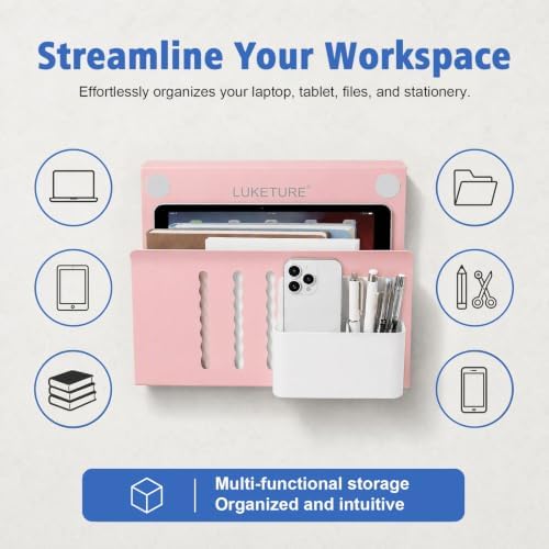 LUKETURE Desk Side Storage Laptop Holder No Drill Clamp On Organizer - Image 4