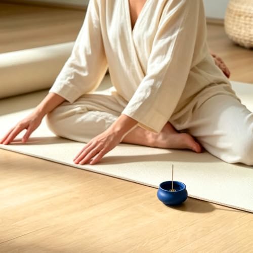 Ceramic Incense Holder for Sticks, Incense Burner Holder Incense Stick Holder Ash Catcher with Non-Slip Pads, Indoor Incense Holder for Unique Home Decor/Meditation/Yoga/Gift (Blue) - Image 7