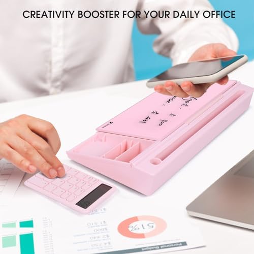 Varhomax Glass Desk Whiteboard Pink with Calculator - Image 2