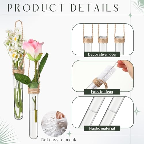 Baderke 9 Pack Clear Window Propagation Stations Plastic Window Planter with Suction Cups & Traceless Nails, Propagated Plant Holders with Bottle Brush, Hanging Vases Terrarium Gift(5") - Image 5