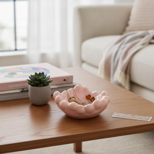Ceramic Catchall Tray with Bubble Design, Compact Storage Bin for Keys and Jewelry on Vanity or Entryway (1 PC) - Image 2