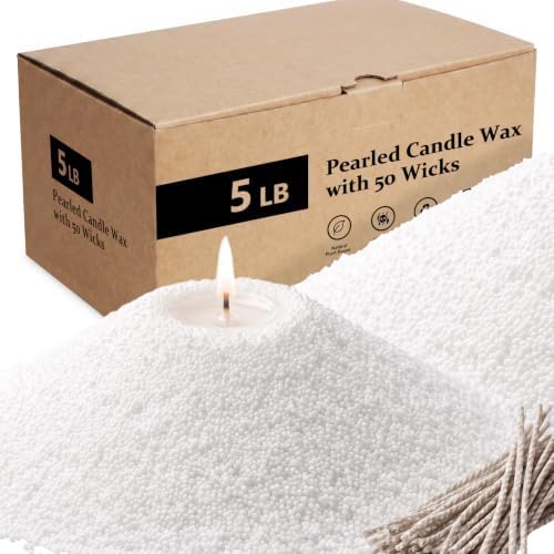 BISWYLBLJ 5 lbs White Natural Pearled Candle Sand Kit with 50 Wicks by BISWYLBLJ