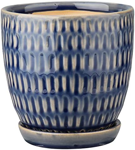Oairse 4 inches Ceramic Planter Pots 3 Set of Small Round Flower Pots with Drainage Hole and Ceramic Tray for Succulents Cactus Indoor Outdoor Garden Home Windowsill - Image 6