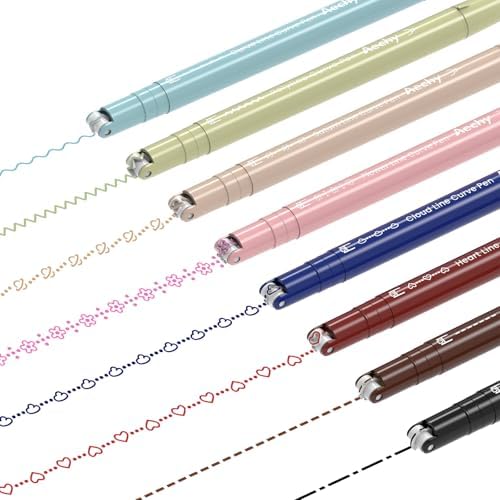 AECHY Dual Tip Curve Highlighter Pens,8 Pattern Roller & 8 Fine Tip Pens by AECHY