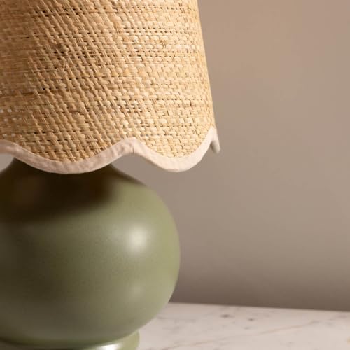 Benton Ceramic Table Lamp with Fabric Shade – 13" Bedside Accent Lamp for Bedroom, Living Room & Nightstand (Green) - Image 6