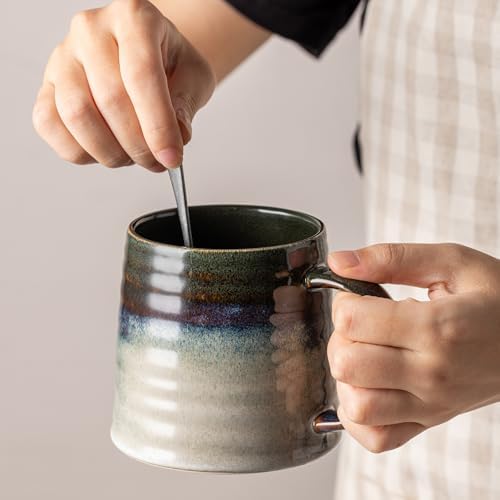 15.5oz Large Heavyweight Ceramic Mug, Reactive (Green-Black) - Image 2