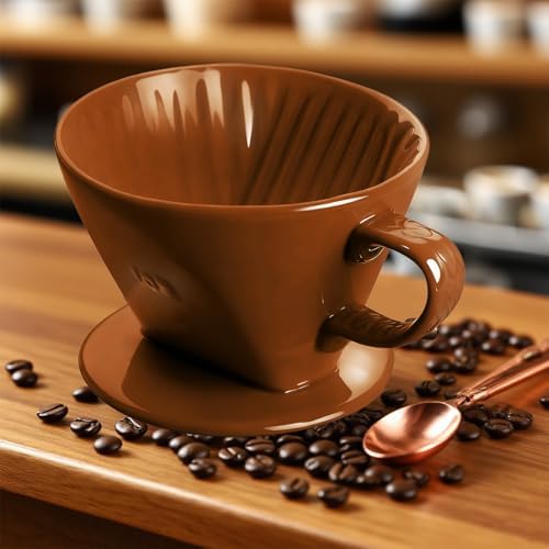 Ceramic Pour Over Coffee Dripper, V-Shaped Coffee Filter Cone - Image 5