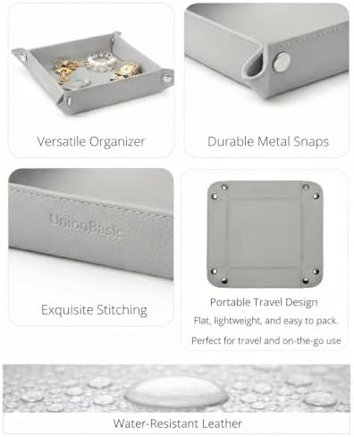 UnionBasic Small Jewelry Tray for Rings Watches Earrings, Entryway Catchall Caddy for Coins Keys Change, Nightstand Bedside Valet Holder, Trays for Electronic Gadgets, Lychee Lunar Rock - Image 2