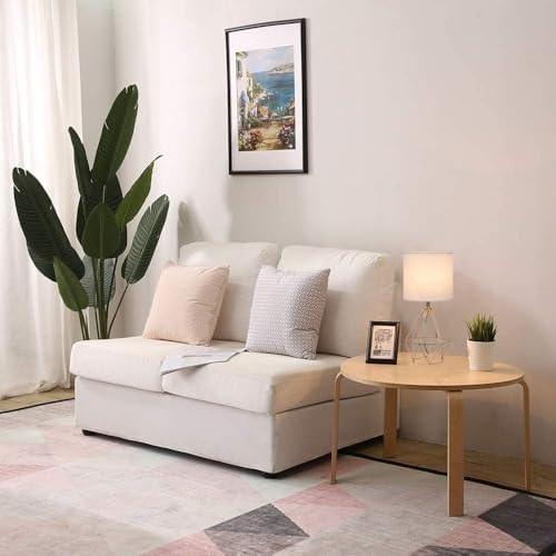 Gold Small Table Lamp Set of 2, Modern Bedside Nightstand Lamps with Geometric Metal Base White Fabric Shade, Cute Desk Lamp for Living Room Bedroom - Image 3