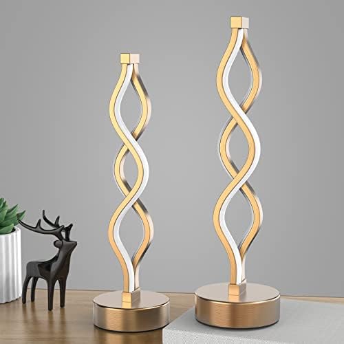 NUÜR Gold Table Lamps Set of 2, 15.8 Inch LED Bedside Lamps - Image 2