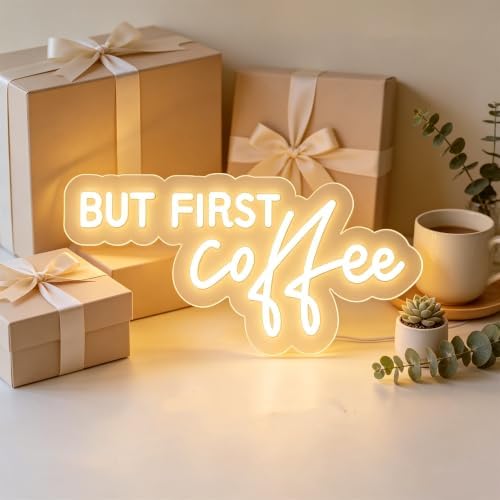 Coffee Bar Signs for Home Kitchen Cafe Corner Shop Decor LED Dimmable But First Coffee Light up Neon Light Signs 5V USB Powered with Hanging Chain,Gifts for Birthday Shop Open - Image 5