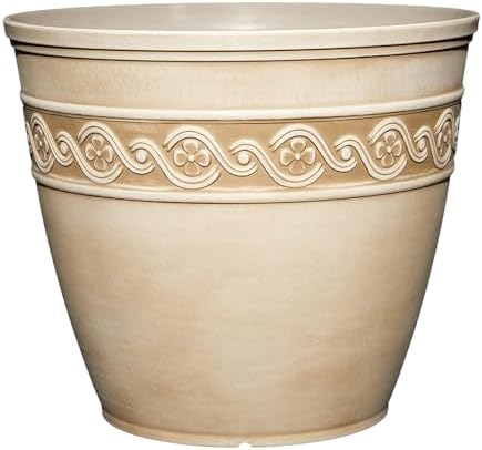 GROWSCAPE Corinthian Round Planter Pot w/Drainage Holes, 10" Desert Tan by GROWSCAPE