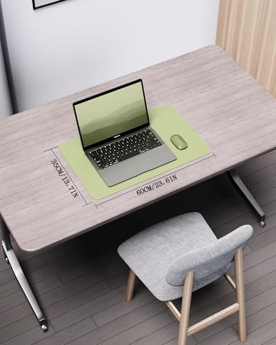 YSAGi Double-Sided Desk Pad, 23.6"x13.7" Leather Desk Mat, Eco Cork Desk Pad Protector, Large Mouse Pad for Desk, Waterproof Desk Blotter Pad, Desk Writing Pad for Office Work/Home(Matcha Green/Cork) - Image 2
