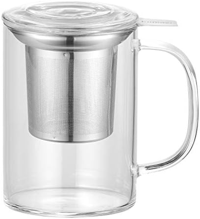 3020.05 Glass Tea Mug with Infuser and Lid, Tea Cup, Clear, 20 OZ, GM005 by Enindel