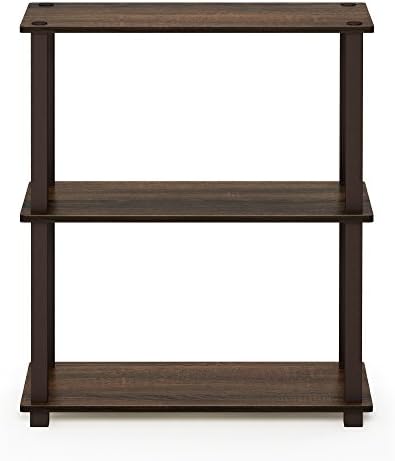Furinno TURN-S-TUBE Storage Shelves, 3-Tier Book Shelf, Corner Shelf, Toolless Open Shelves, for Organization and Storage, Living Room, Garage, Home Office, Walnut - Image 6