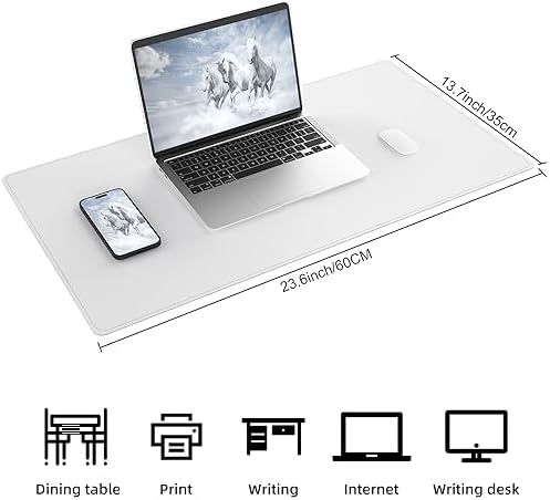 AFIING Cork Desk Mat 23.6 x 13.7, Dual-Sided Cork & PU Leather Desk Pad, Waterproof Non-Slip Desk Protector for Home Office, Study Desk & Minimalist Workspace White - Image 2