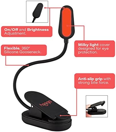 hooga Red Book Light, Rechargeable Clip On 625nm LED Light for Reading in Bed. No Blue Light Emitted, Eye Care Light for Strain-Free, Healthy Eyes. Gift for Students, Kids, Travel, Nursing, Studying. - Image 2